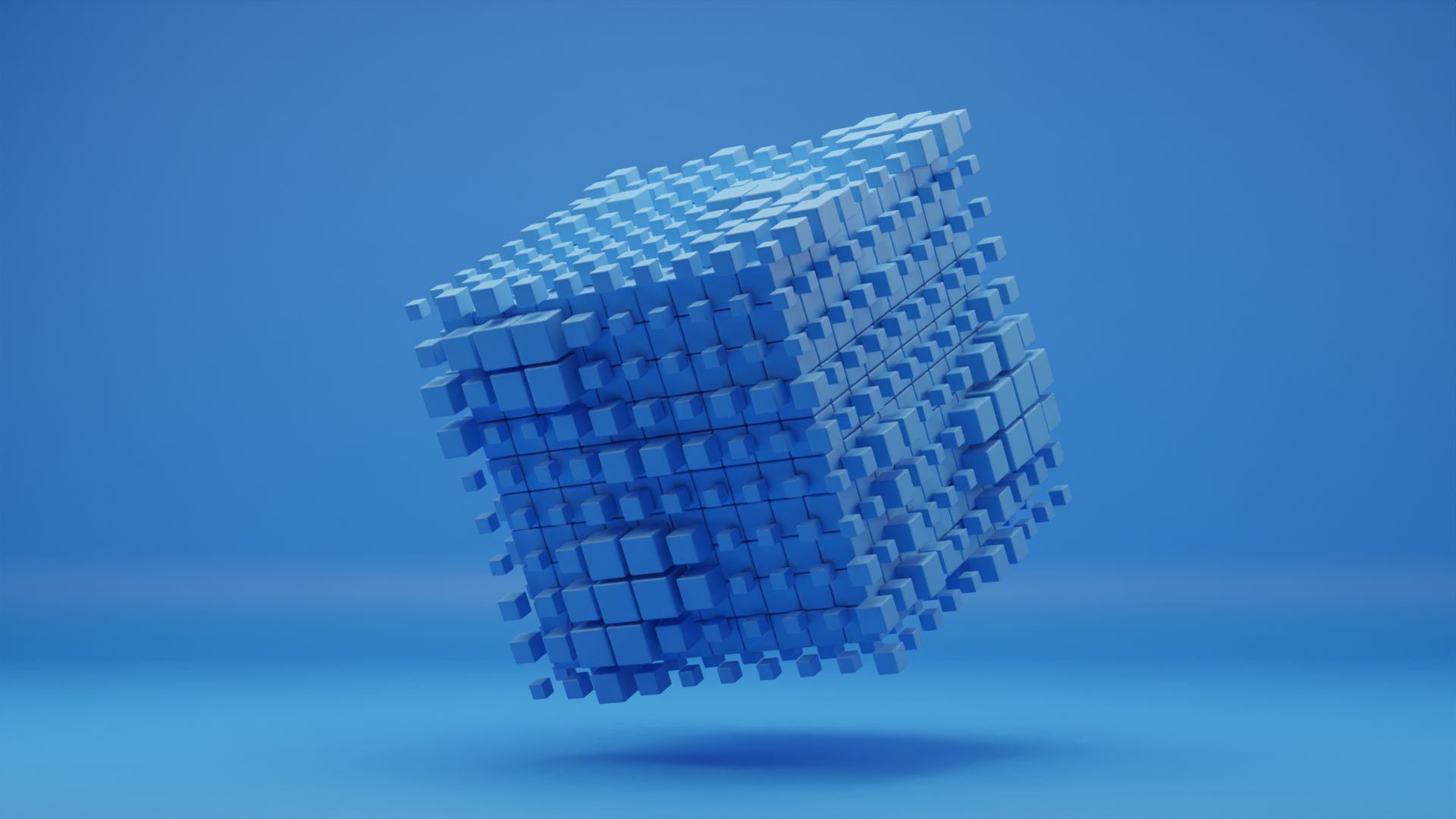 3D Cube floating showcasing Nodes in Blender
